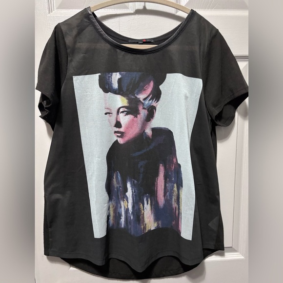 MXM graphic top black with woman’s portrait - Picture 1 of 4
